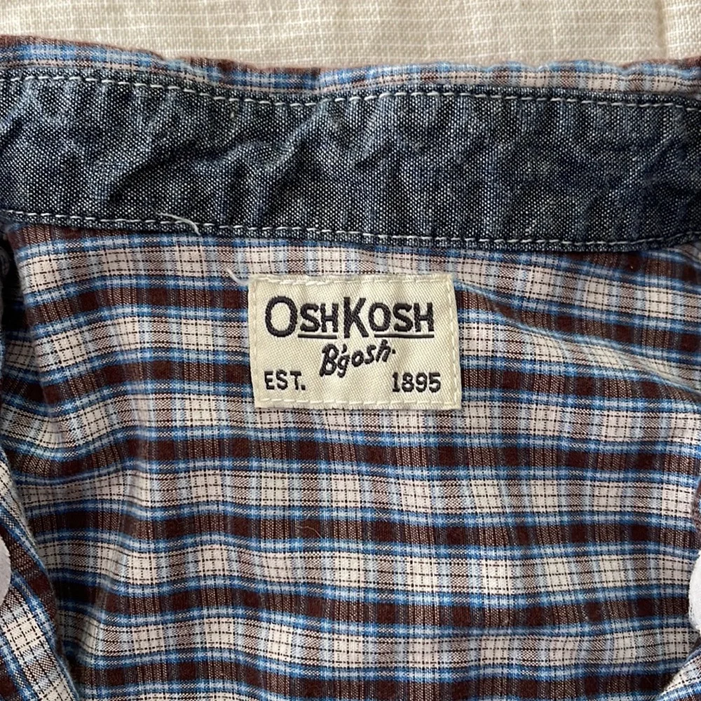 OshKosh B’Gosh Boys Button-Up Shirt 8-10 Plaid Preppy